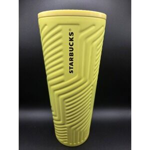 Starbucks Tumbler 24 oz Lime Green Geometric Pattern Travel Mug Lid - no straw